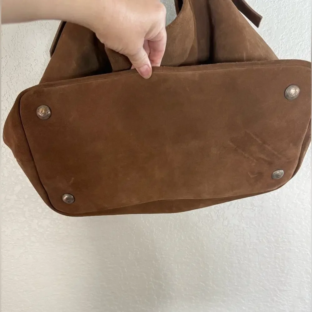 NWT Free People WTF Honor Suede Hobo Bag in Saddle Boho Festival Leather